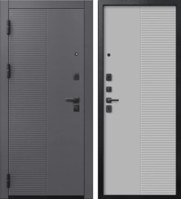 Дверь V-18 Черный муар + Кашемир графит - Кашемир сильвер