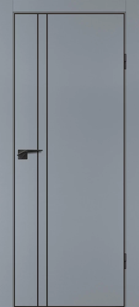 Фото Межкомнатная дверь P-20  черный молдинг PET,  кромка ABS черная c 4-х ст. Серый матовый