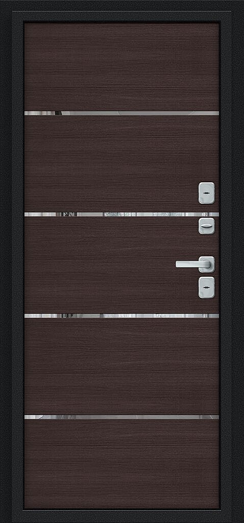 Входная дверь Thermo Лайн/BChrome Букле черное/Wenge Melinga BR6212 внутренняя сторона