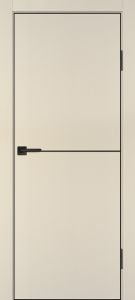 Межкомнатная дверь P-19  черный молдинг PET,  кромка ABS черная c 4-х ст. Бежевый матовый